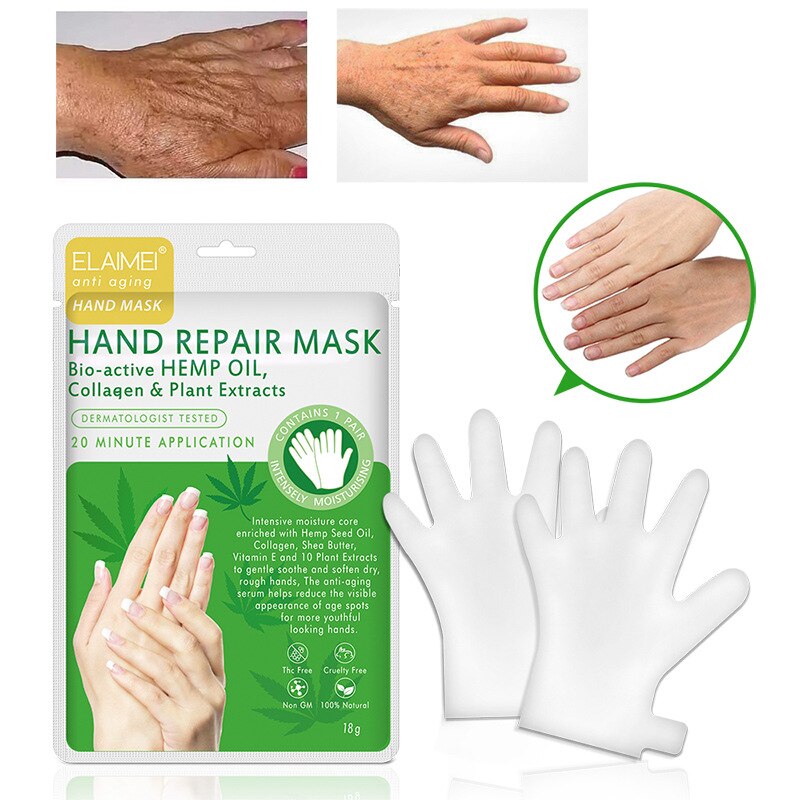 2PCS 100% Organic Hemp CBD Oil Hand Mask Soft Moisturizing Whitening Anti Wrinkle Remove Hard Dead Skin Hand Spa Skin Care