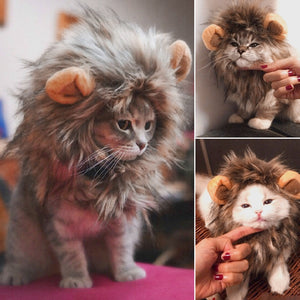 Funny Cute Pet Cat Costume Lion Mane Wig