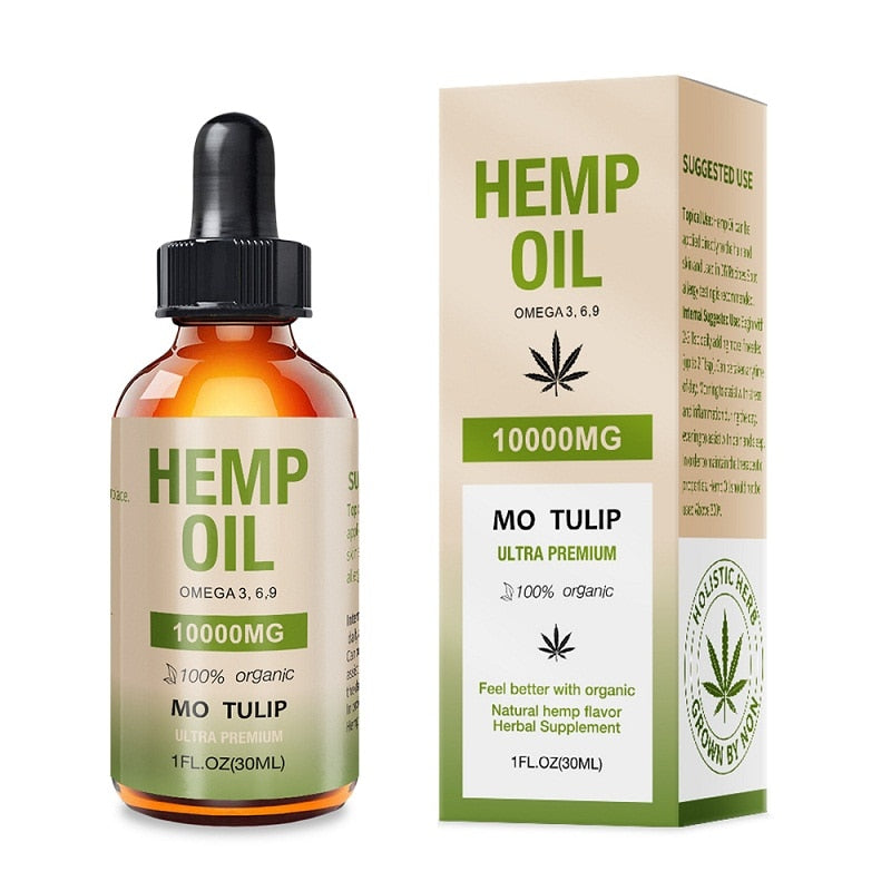 30ml 10000mg Hemp CBD Organic Essential Oil Hemp Seed Oil Herbal Drops Body Relieve Stress Oil Skin Care Help Sleep