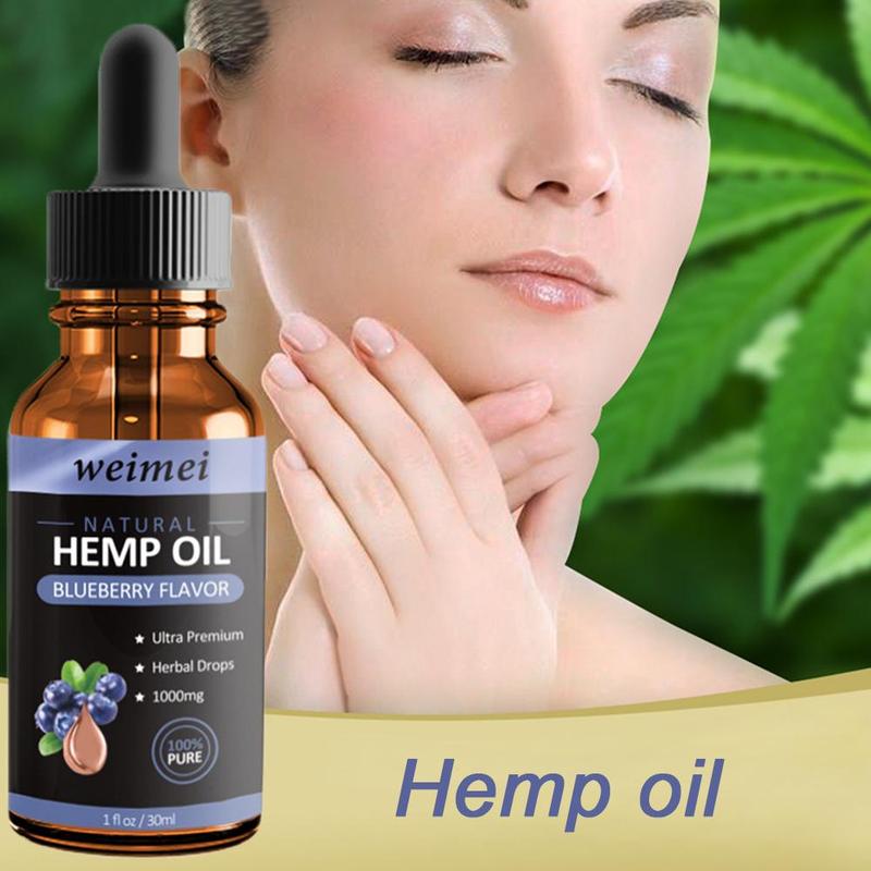 30ml Natural Blueberry Flavor Hemp Essential Oil 1000MG CBD Herbal Drops Relieve Stress Facial Body Skin Care Help Sleep